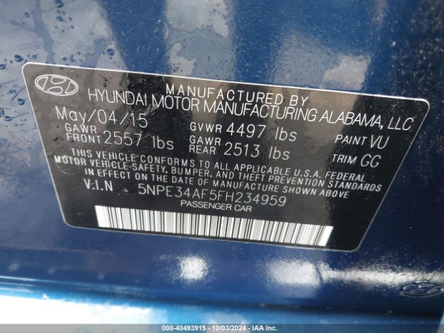 5NPE34AF5FH234959 Hyundai Sonata Limited