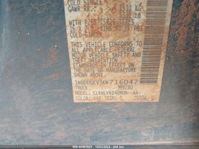 1N6DD0EV3KN716047 Nissan Frontier Pro-4x