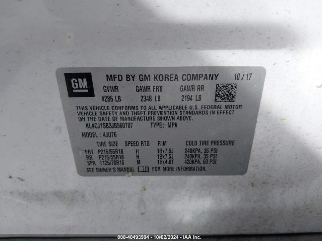 KL4CJ1SB3JB560707 Buick Encore Sport Touring
