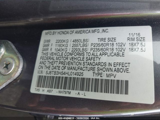 5J8TB3H54HL014925 Acura Rdx Technology   Acurawatch Plus Packages/w/technology Package