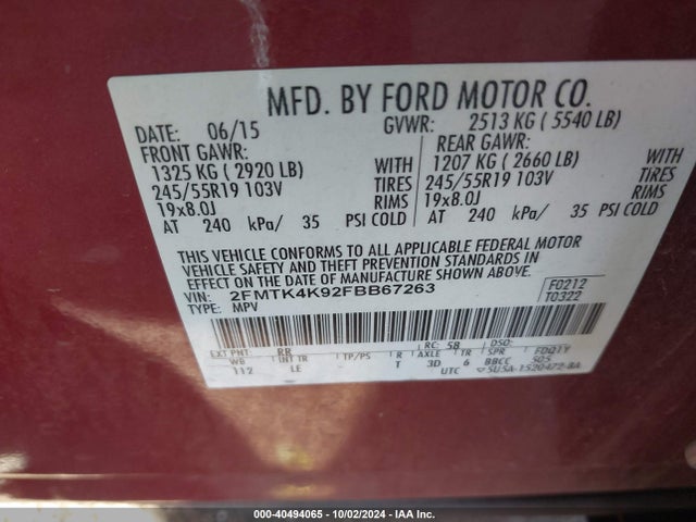 Ford Edge Titanium 2015 2FMTK4K92FBB67263 Image 9