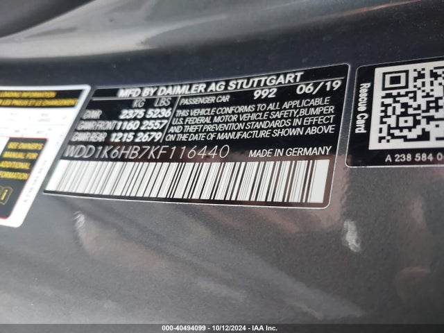 WDD1K6HB7KF116440 Mercedes-Benz E 450