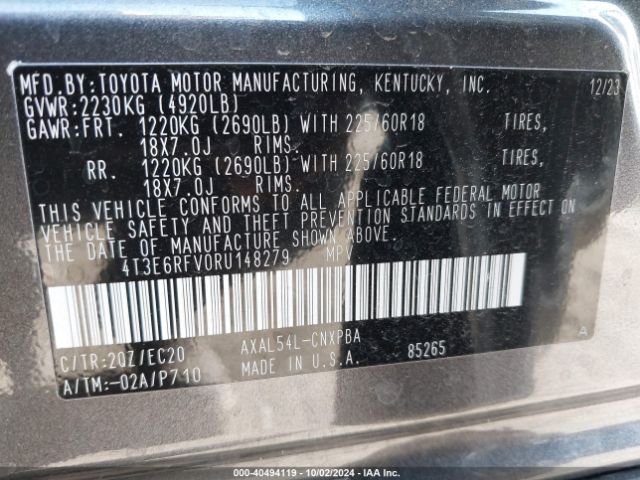 4T3E6RFV0RU148279 Toyota Rav4 Hybrid Xse
