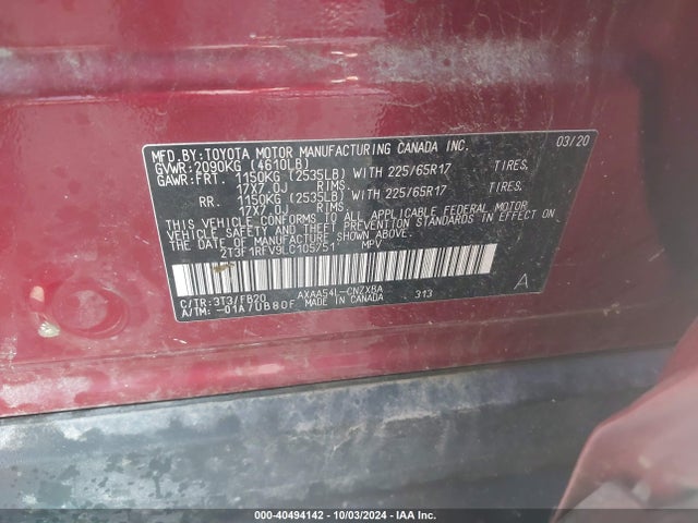 Toyota RAV4 LE 2020 2T3F1RFV9LC105751 Image 9