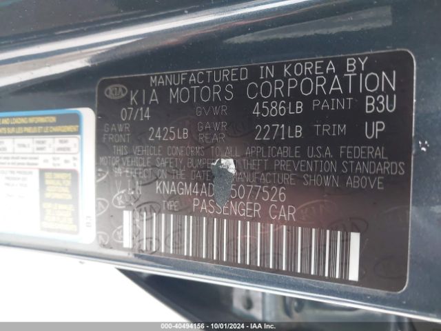 KNAGM4AD8F5077526 KIA OPTIMA HYBRID
