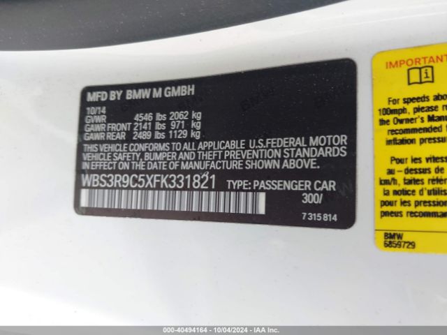 WBS3R9C5XFK331821 BMW M4