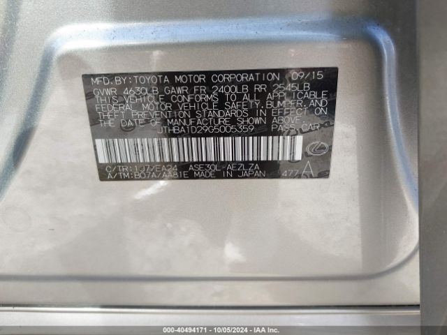 JTHBA1D29G5005359 Lexus IS 200T