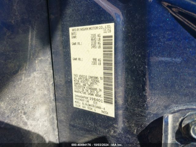 1N4AA6APXHC398401 Nissan Maxima 3.5 S