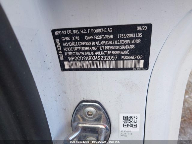 2021 PORSCHE 718 BOXSTER WP0CD2A8XMS232097 Photo 8