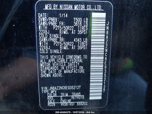 JN8AZ2NC6E9352127 Infiniti QX80