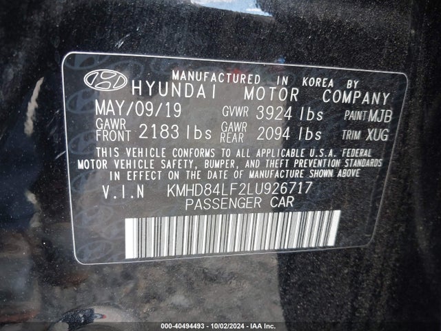 Hyundai ELANTRA SEL 2020 KMHD84LF2LU926717 Image 9