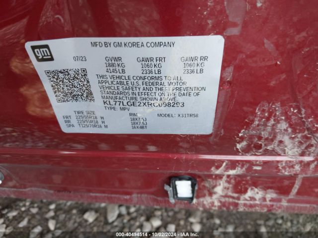 KL77LGE2XRC098293 Chevrolet Trax Fwd 1rs