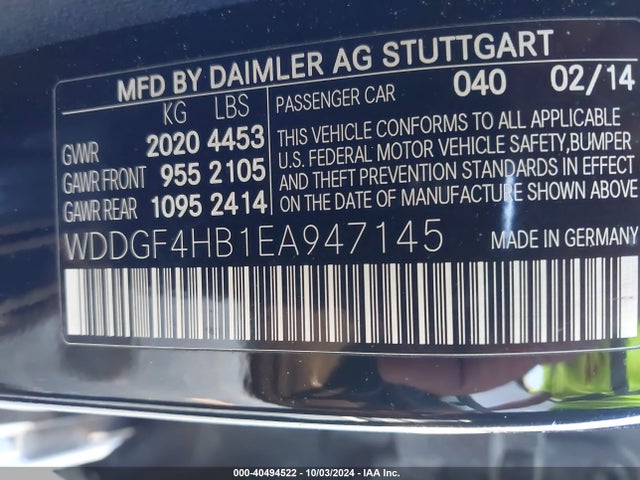 WDDGF4HB1EA947145 Mercedes-Benz C 250 Luxury/sport
