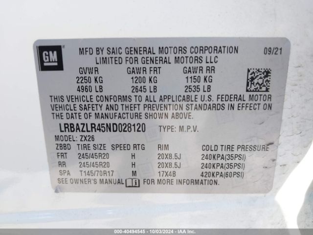 LRBAZLR45ND028120 Buick Envision Fwd Preferred