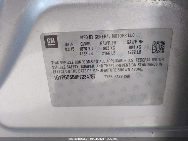 1G1PG5SB8F7234787 Chevrolet CRUZE LTZ