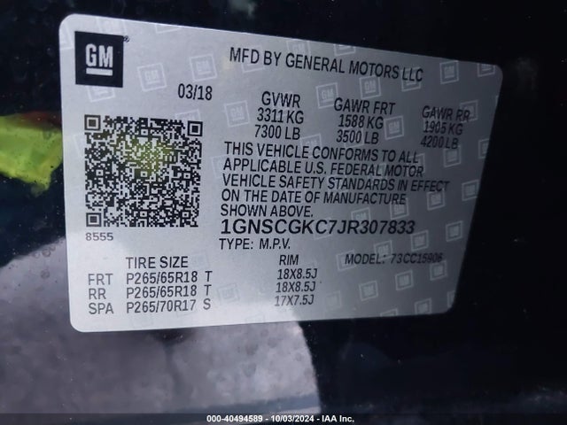 Chevrolet Suburban Ls 2018 1GNSCGKC7JR307833 Image 9
