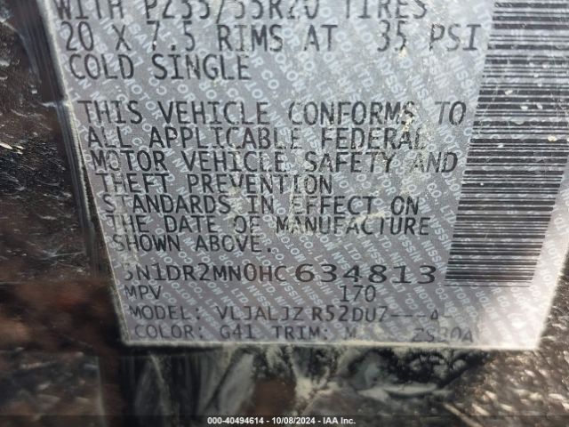 5N1DR2MN0HC634813 Nissan Pathfinder Platinum