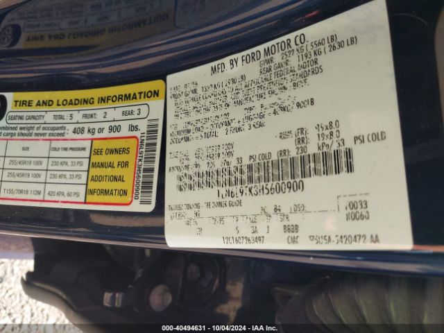 1LN6L9TK3H5600900 Lincoln Continental Select