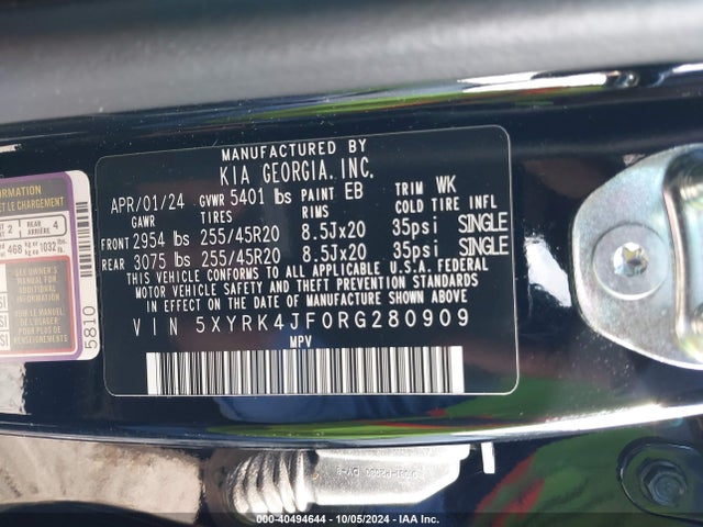 5XYRK4JF0RG280909 KIA SORENTO SX