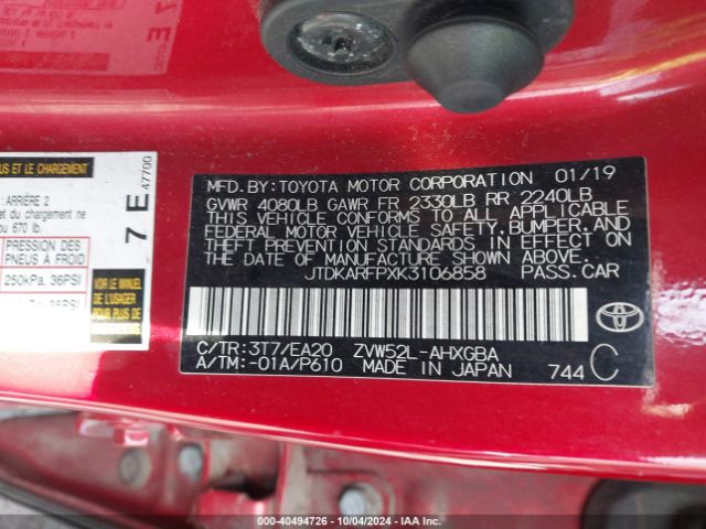 JTDKARFPXK3106858 Toyota Prius Prime Premium