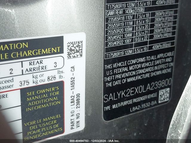 SALYK2EX0LA239800 Land Rover Range Rover Velar P250 R-dynamic S