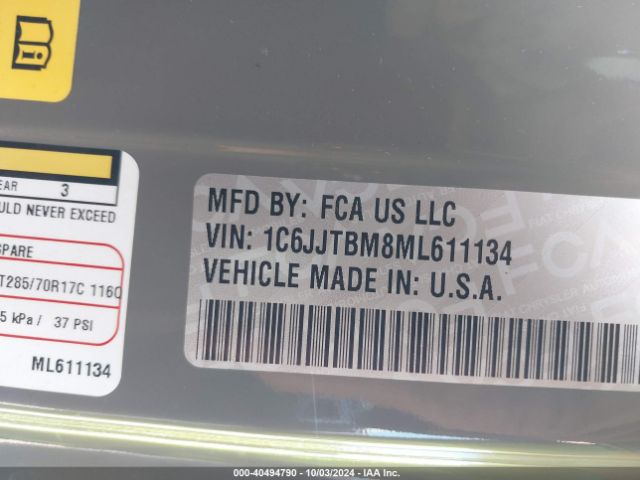 1C6JJTBM8ML611134 Jeep Gladiator Rubicon 4x4