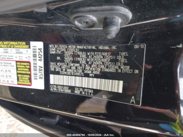 5TDYK3DC1ES408515 Toyota Sienna Xle V6 8 Passenger