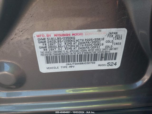 2011 MITSUBISHI OUTLANDER JA4JT5AX8BU030759 Photo 8