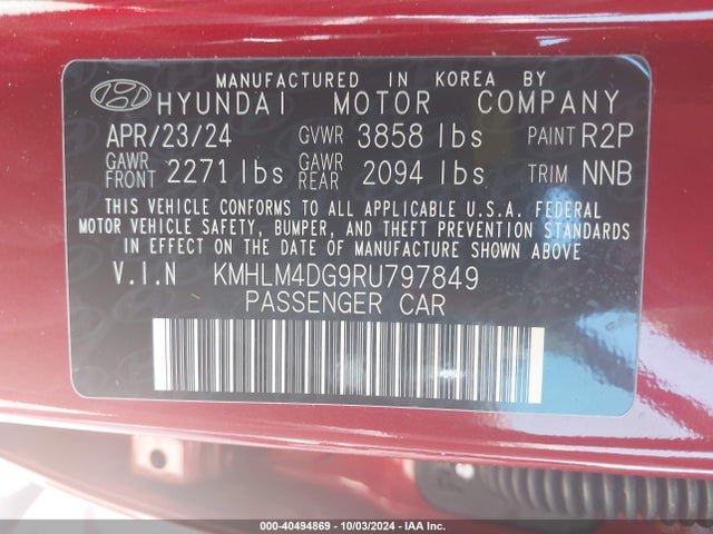 Hyundai ELANTRA SEL 2024 KMHLM4DG9RU797849 Image 9
