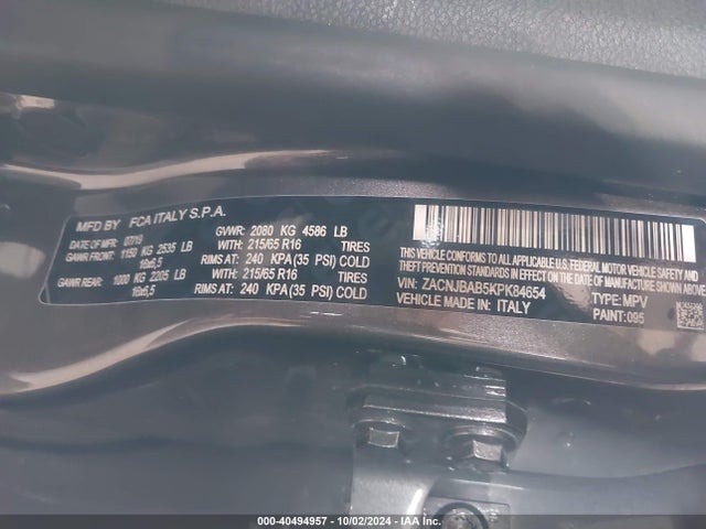 ZACNJBAB5KPK84654 Jeep Renegade Sport 4x4