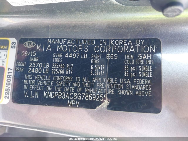 KIA Sportage Lx 2016 KNDPB3AC8G7869255 Image 9