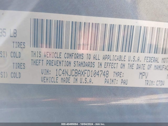 1C4NJCBAXFD104748 Jeep Compass Sport