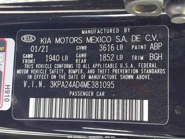 3KPA24AD4ME381095 KIA RIO S