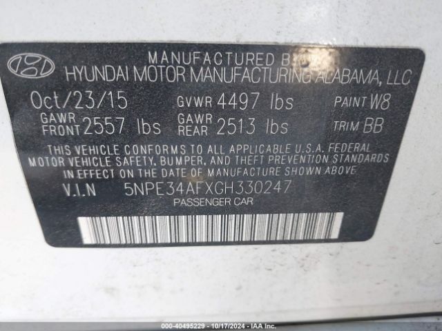 5NPE34AFXGH330247 Hyundai Sonata Sport