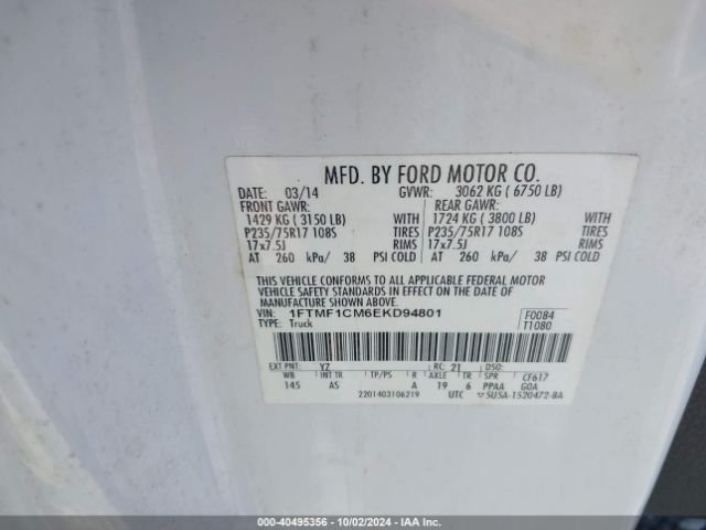 1FTMF1CM6EKD94801 Ford F-150 Xl
