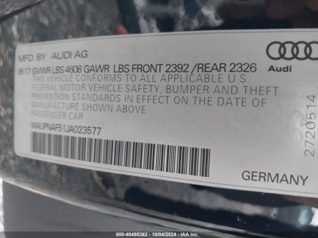 WAUPNAF51JA023577 Audi A5 2.0t Premium
