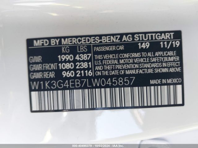 W1K3G4EB7LW045857 Mercedes-Benz A 220