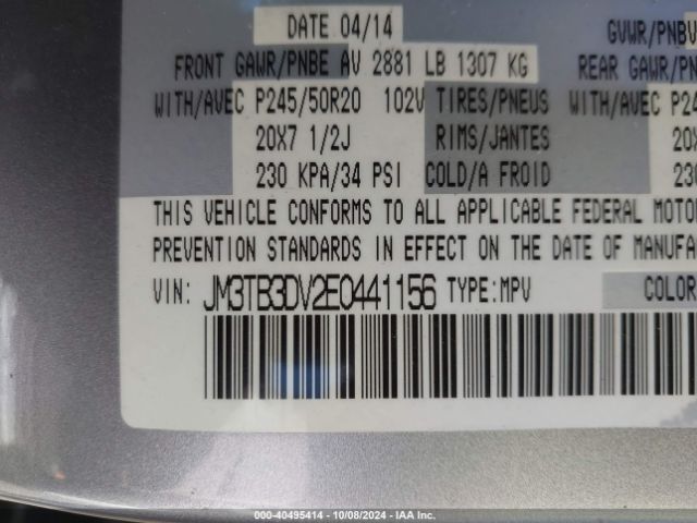 JM3TB3DV2E0441156 Mazda Cx-9 Grand Touring