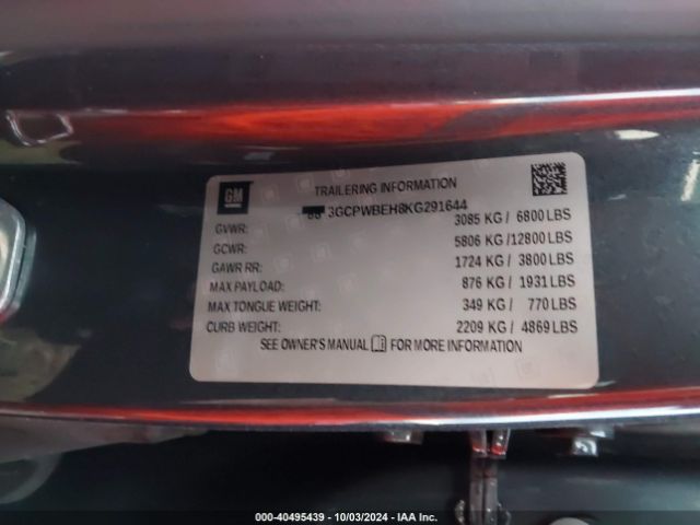 3GCPWBEH8KG291644 Chevrolet Silverado 1500 Custom
