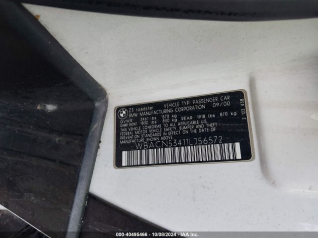 2001 BMW Z3 WBACN53411LJ56572 Photo 8