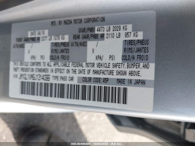 JM1GL1VM9J1314099 Mazda Mazda6 Touring