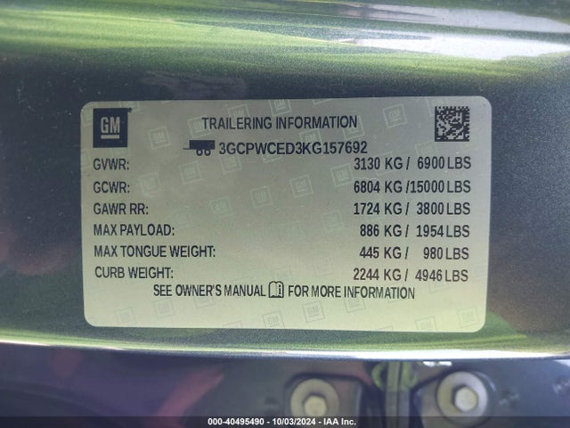 Chevrolet Silverado 1500 Lt 2019 3GCPWCED3KG157692 Image 9