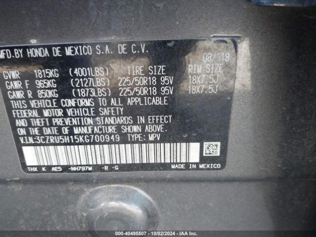3CZRU5H15KG700949 Honda HR-V SPORT