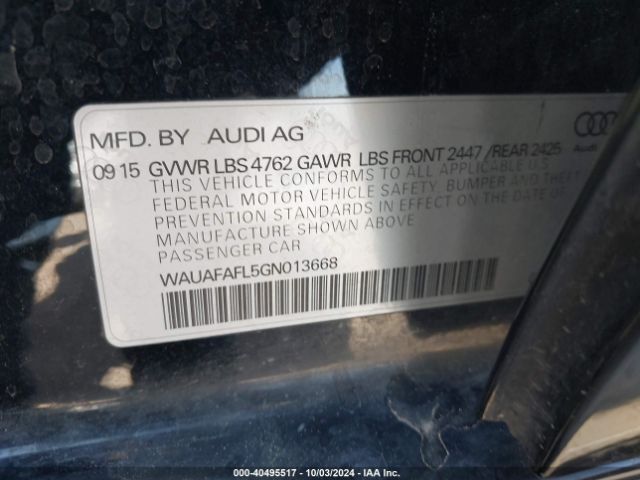 WAUAFAFL5GN013668 Audi A4 2.0t Premium