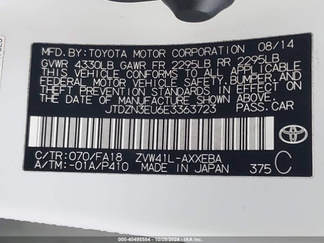 JTDZN3EU6E3363723 Toyota Prius V Three