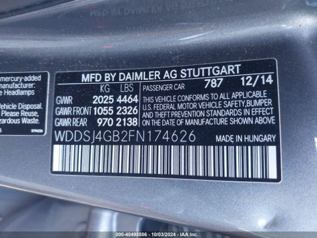 WDDSJ4GB2FN174626 Mercedes-Benz CLA 250 4MATIC