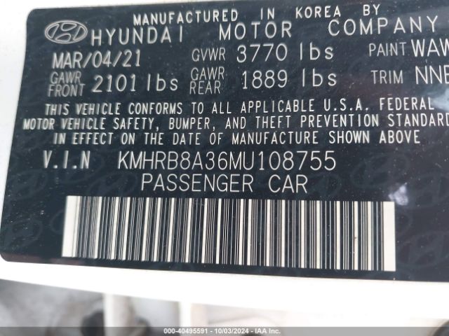 KMHRB8A36MU108755 Hyundai Venue Se