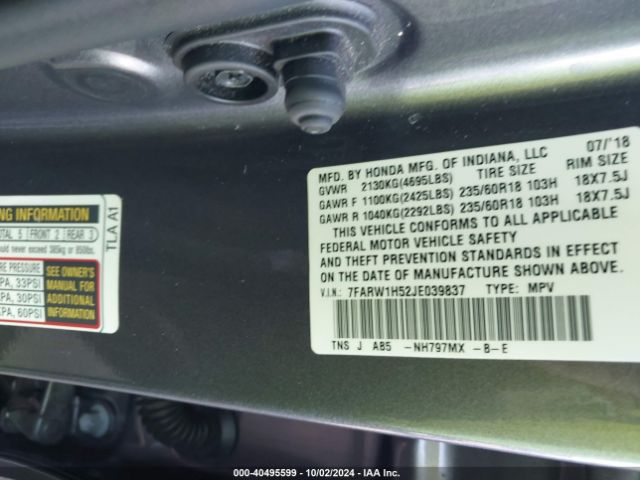 7FARW1H52JE039837 Honda CR-V EX
