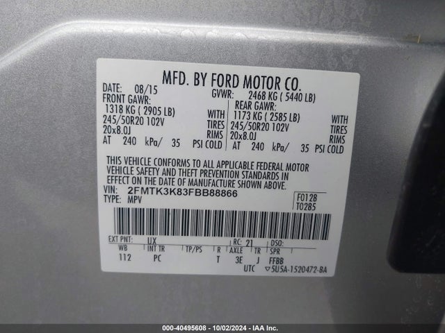 Ford Edge Titanium 2015 2FMTK3K83FBB88866 Image 9
