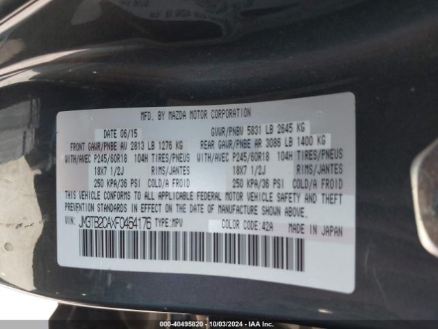 JM3TB2CAXF0464176 Mazda Cx-9 Touring